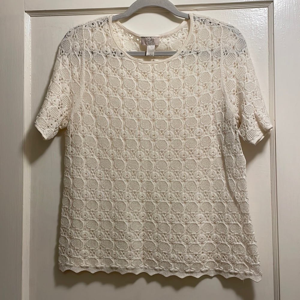 LOFT Outlet Crochet Lace Tee
